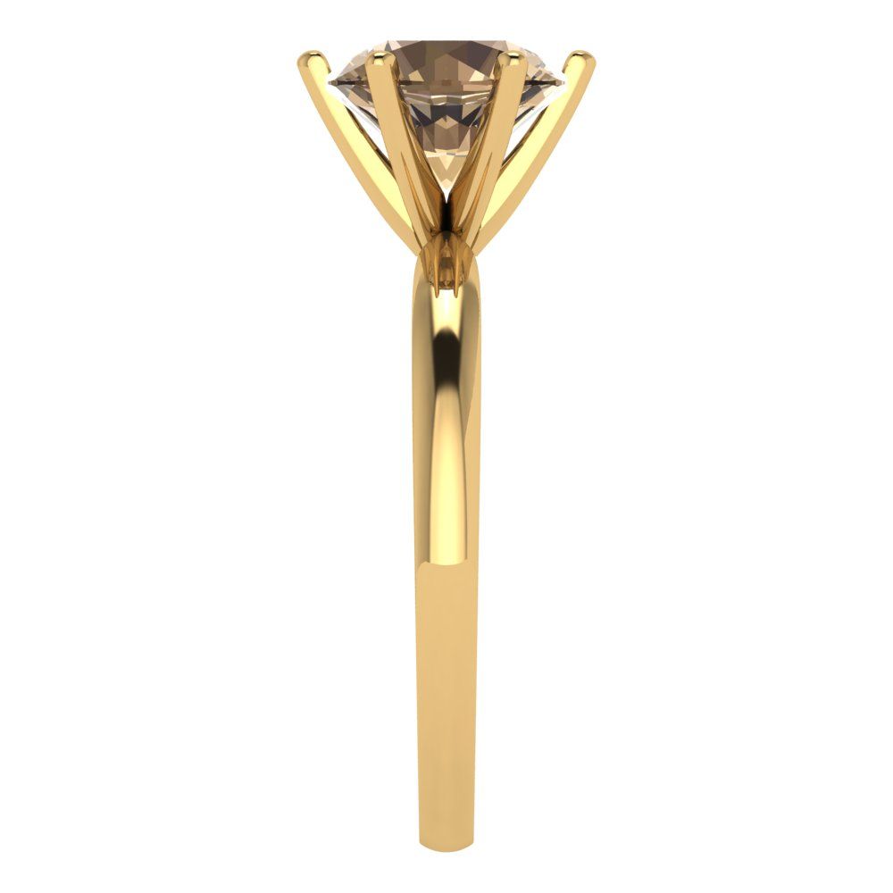 2 ct Brilliant Round Cut Champagne Simulated Diamond Yellow Gold Solitaire Engagement Ring