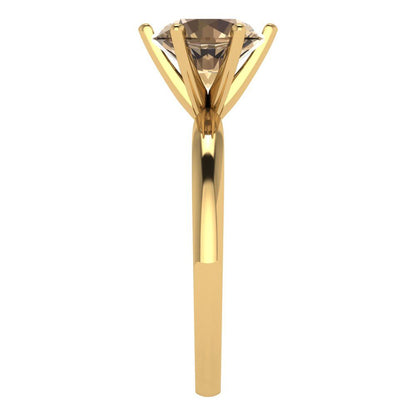 2 ct Brilliant Round Cut Champagne Simulated Diamond Yellow Gold Solitaire Engagement Ring