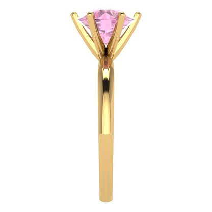 2 cttw Zirconia Simulated Pink Diamond Solitaire  Engagement Ring - Solid Gold (VVS1, Round Cut,8.0mm)