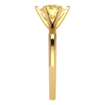 2 cttw Natural Citrine Solitaire  Engagement Ring - Solid Gold (Round Cut,8.0mm)