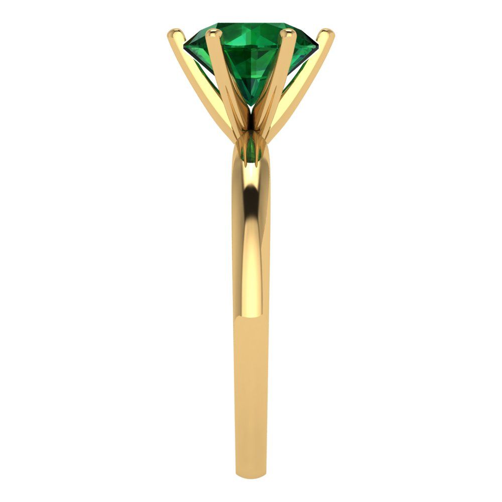 2 cttw Simulated Emerald Solitaire  Engagement Ring - Solid Gold (Round Cut,8.0mm)