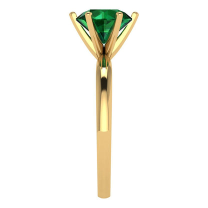 2 cttw Simulated Emerald Solitaire  Engagement Ring - Solid Gold (Round Cut,8.0mm)