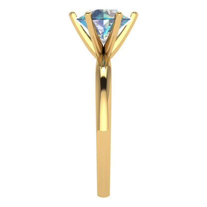 2 cttw Blue Moissanite Solitaire  Engagement Ring - Solid Gold (Round Cut,8.0mm)