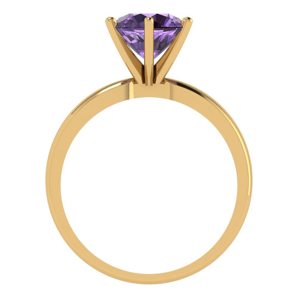 2 cttw Simulated Alexandrite Solitaire  Engagement Ring - Solid Gold (Round Cut,8.0mm)