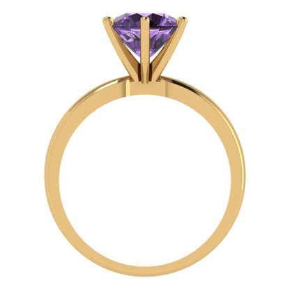 2 cttw Simulated Alexandrite Solitaire  Engagement Ring - Solid Gold (Round Cut,8.0mm)