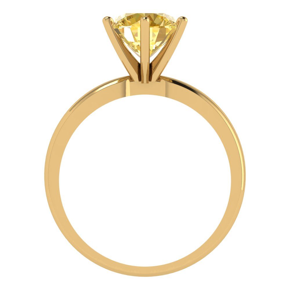 2 cttw Zirconia Simulated Yellow Diamond Solitaire  Engagement Ring - Solid Gold (VVS1, Round Cut,8.0mm)