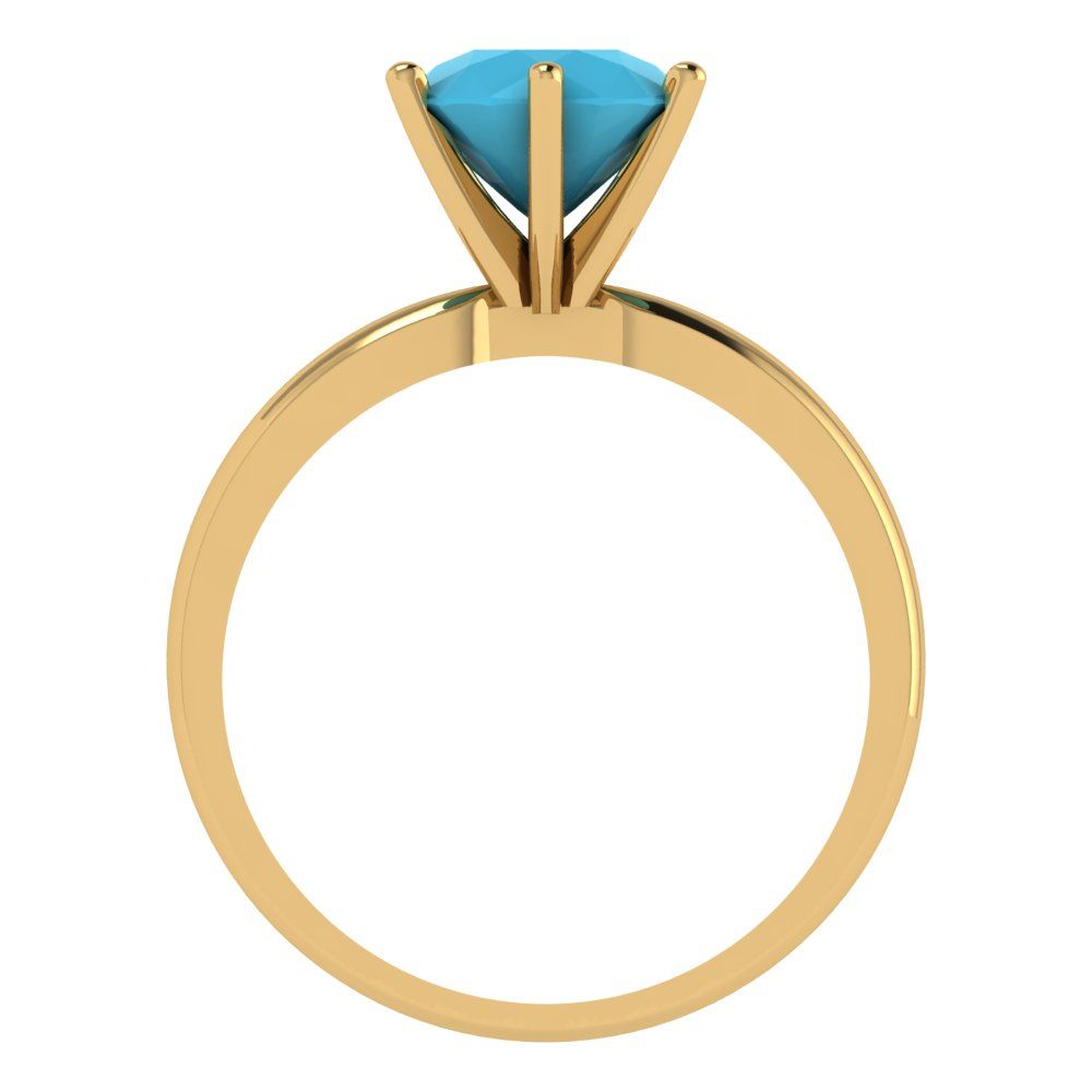 2 cttw Simulated Turquoise Solitaire  Engagement Ring - Solid Gold (Round Cut,8.0mm)