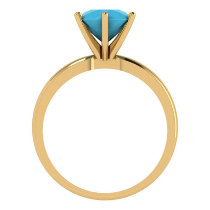 2 cttw Simulated Turquoise Solitaire  Engagement Ring - Solid Gold (Round Cut,8.0mm)