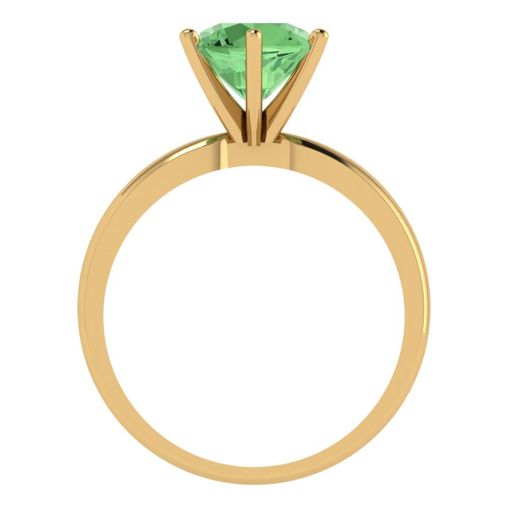 2 cttw Zirconia Simulated Green Diamond Solitaire  Engagement Ring - Solid Gold (VVS1, Round Cut,8.0mm)