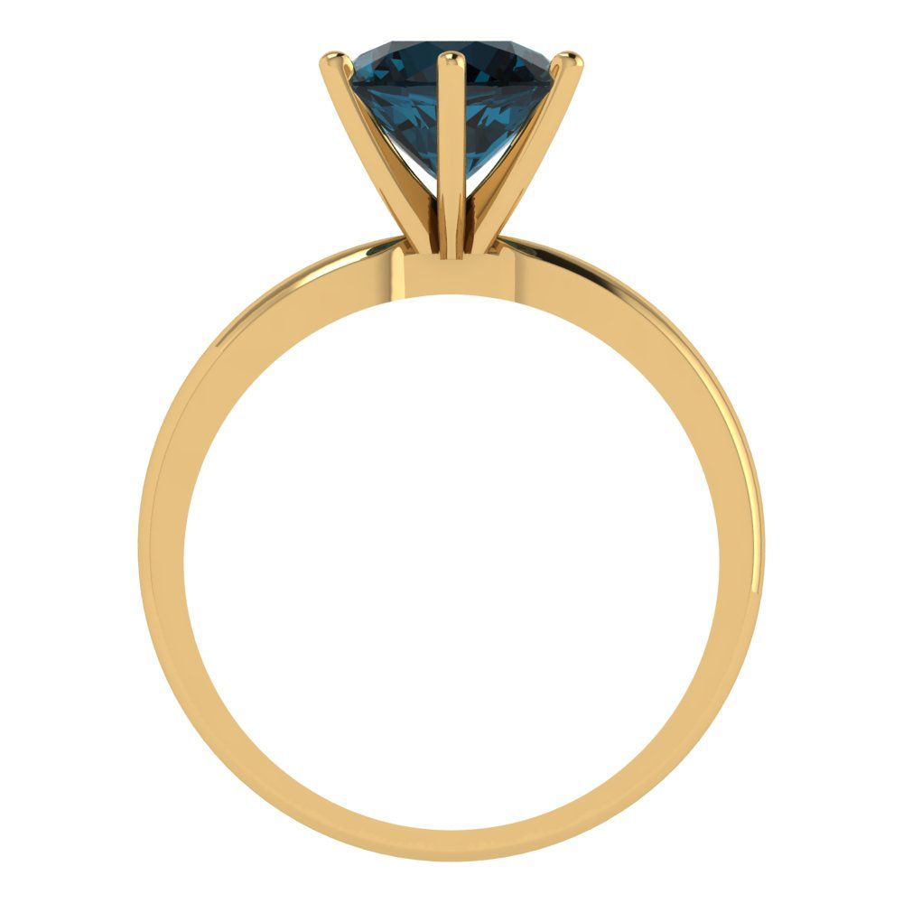 2 cttw Natural London Blue Topaz Solitaire  Engagement Ring - Solid Gold (Round Cut,8.0mm)