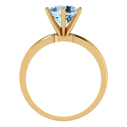 2 cttw Natural Sky Blue Topaz Solitaire  Engagement Ring - Solid Gold (Round Cut,8.0mm)