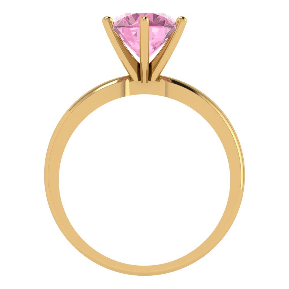 2 cttw Zirconia Simulated Pink Diamond Solitaire  Engagement Ring - Solid Gold (VVS1, Round Cut,8.0mm)