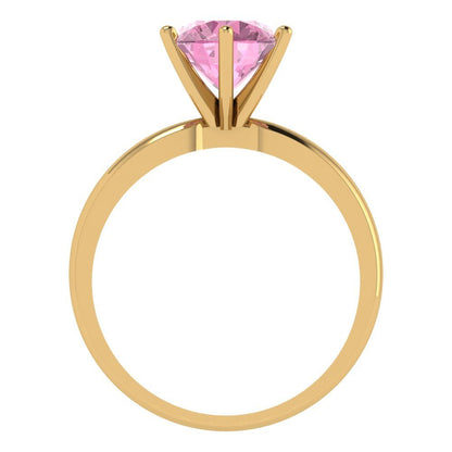 2 cttw Zirconia Simulated Pink Diamond Solitaire  Engagement Ring - Solid Gold (VVS1, Round Cut,8.0mm)