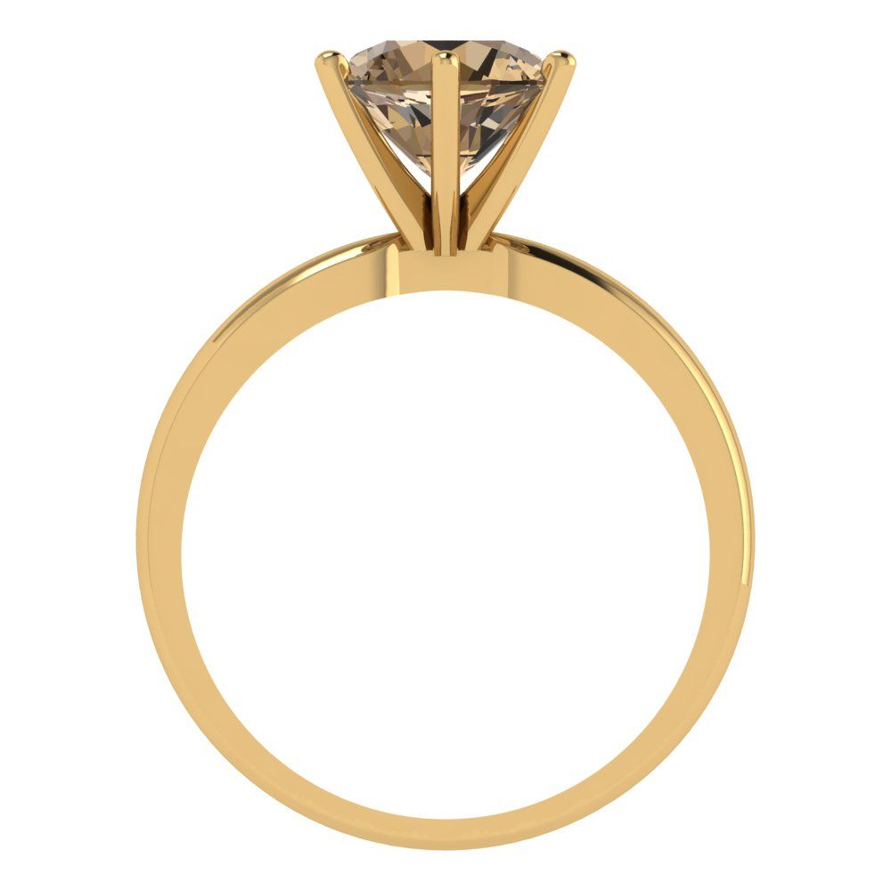 2 cttw Zirconia Simulated Champagne Diamond Solitaire  Engagement Ring - Solid Gold (VVS1, Round Cut,8.0mm)