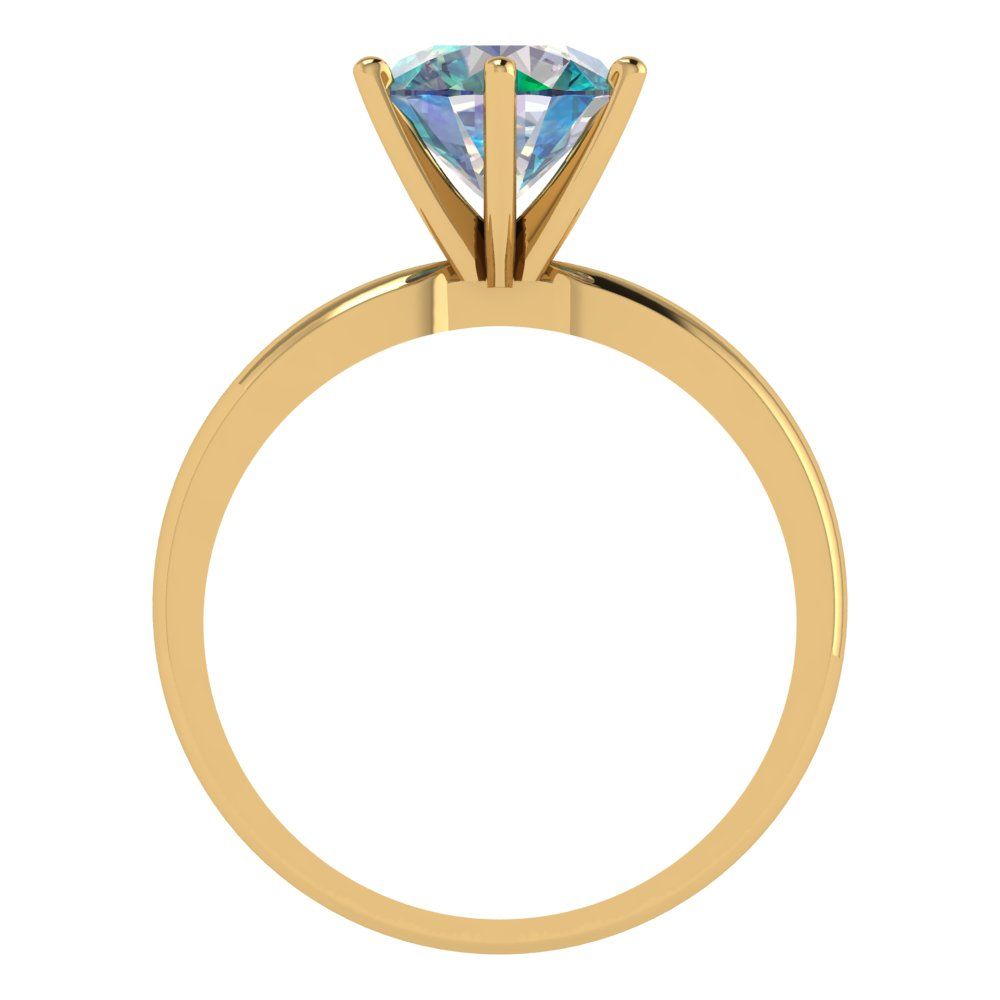 2 cttw Blue Moissanite Solitaire  Engagement Ring - Solid Gold (Round Cut,8.0mm)