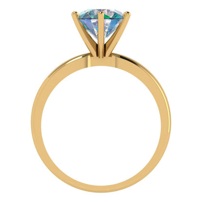 2 cttw Blue Moissanite Solitaire  Engagement Ring - Solid Gold (Round Cut,8.0mm)