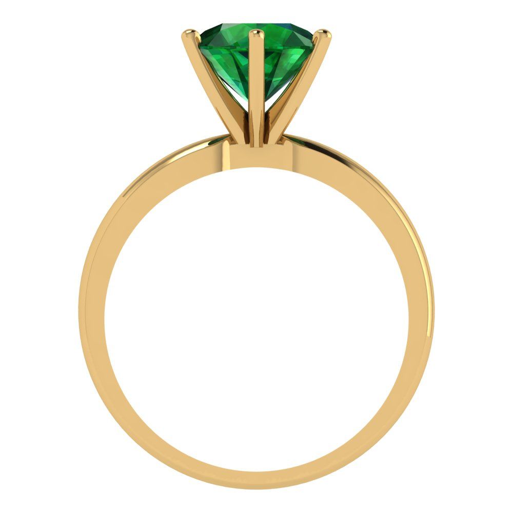 2 cttw Simulated Emerald Solitaire  Engagement Ring - Solid Gold (Round Cut,8.0mm)