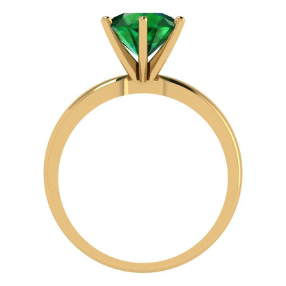 2 cttw Simulated Emerald Solitaire  Engagement Ring - Solid Gold (Round Cut,8.0mm)
