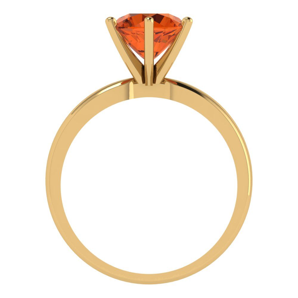 2 cttw Zirconia Simulated Red Diamond Solitaire  Engagement Ring - Solid Gold (VVS1, Round Cut,8.0mm)