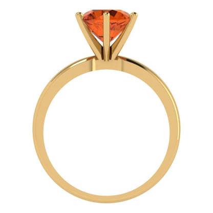 2 cttw Zirconia Simulated Red Diamond Solitaire  Engagement Ring - Solid Gold (VVS1, Round Cut,8.0mm)