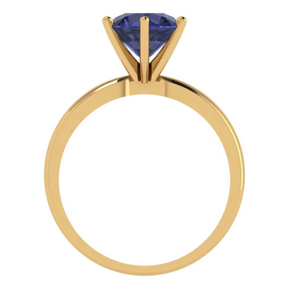 2 cttw Simulated Blue Sapphire Solitaire  Engagement Ring - Solid Gold (Round Cut,8.0mm)