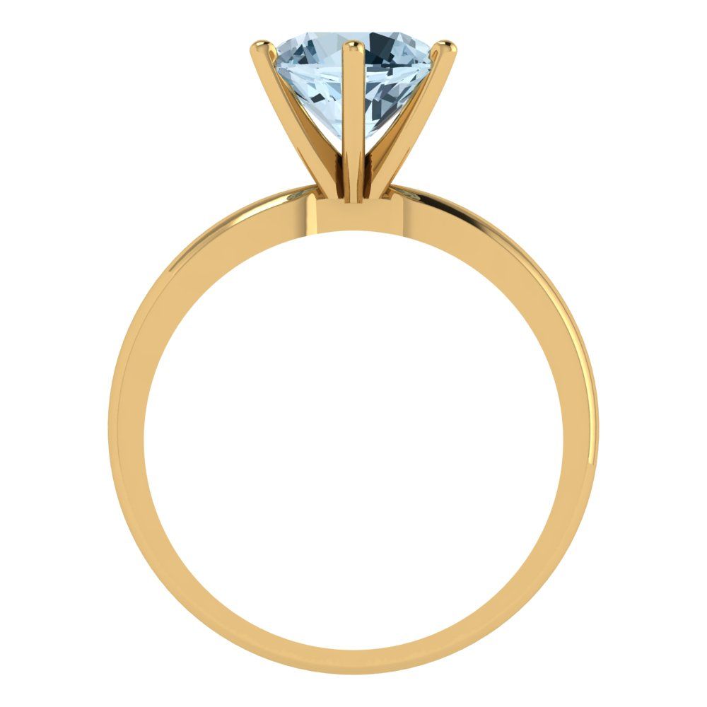 2 cttw Zirconia Simulated Blue Diamond Solitaire  Engagement Ring - Solid Gold (VVS1, Round Cut,8.0mm)