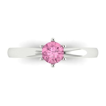 0.5 cttw Zirconia Simulated Pink Diamond Solitaire  Engagement Ring - Solid Gold (VVS1, Round Cut,5.0mm)