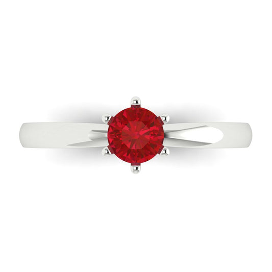 0.5 cttw Simulated Pink Tourmaline Solitaire  Engagement Ring - Solid White Gold (VVS1, Round Cut,5.0mm)