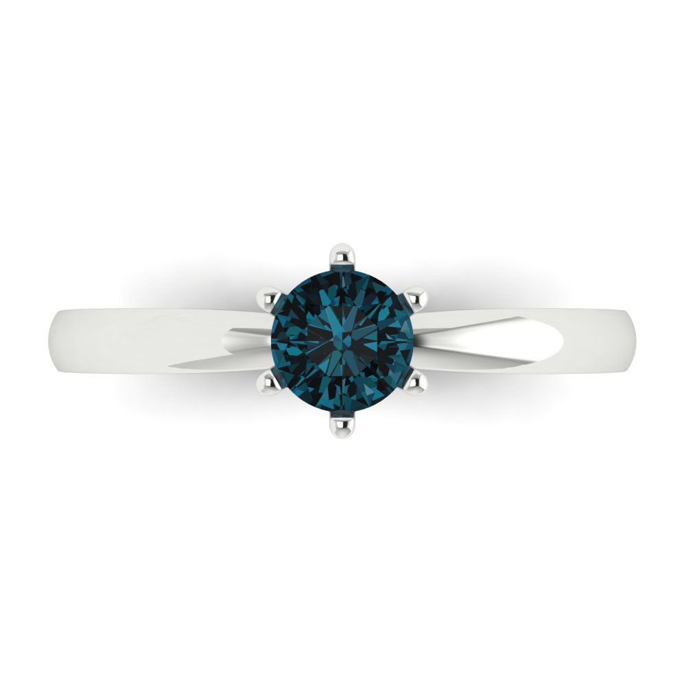 0.5 cttw Natural London Blue Topaz Solitaire  Engagement Ring - Solid Gold (Round Cut,5.0mm)