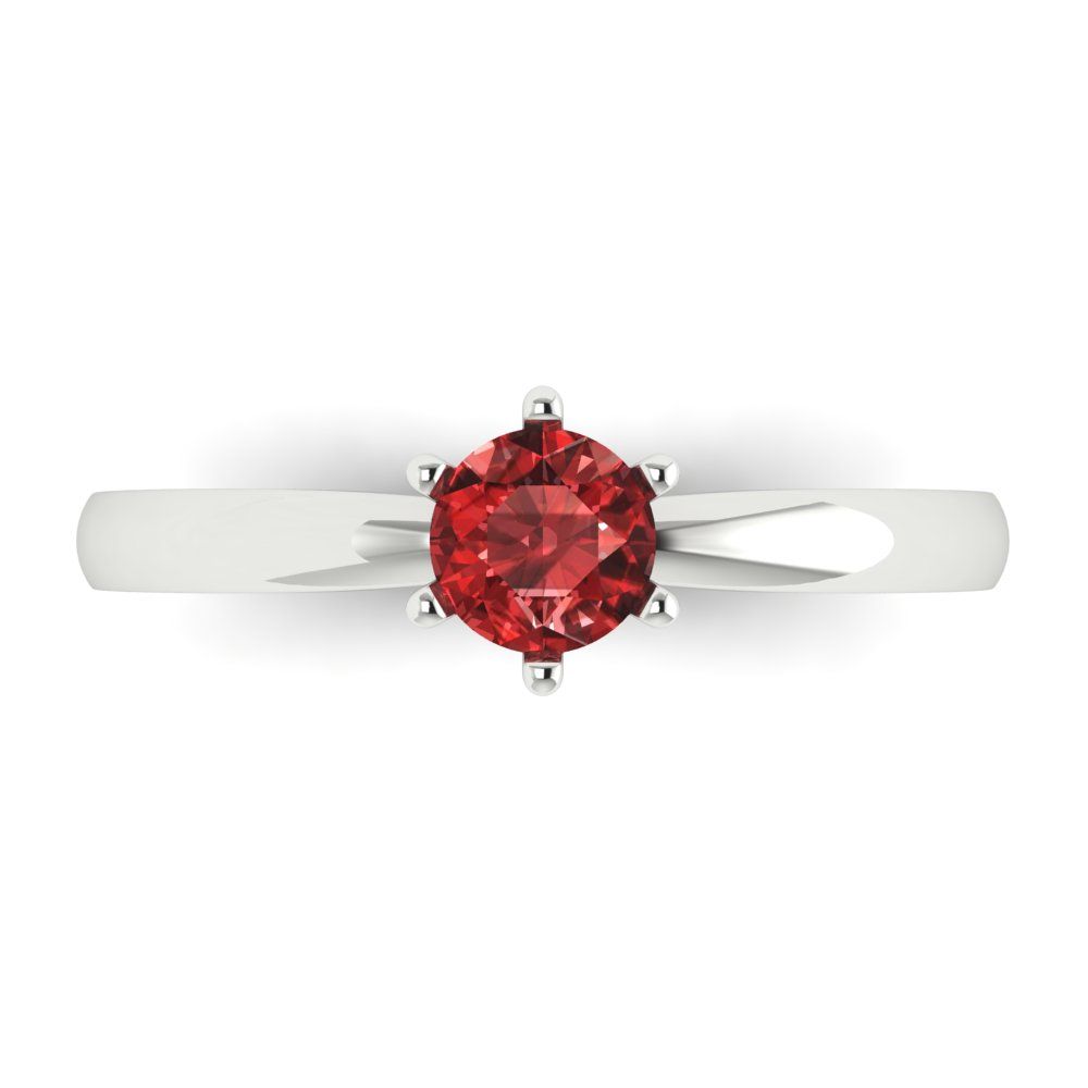 0.5 cttw Natural Garnet Solitaire  Engagement Ring - Solid Gold (Round Cut,5.0mm)