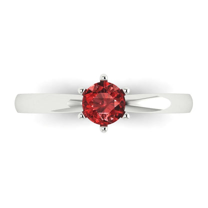 0.5 cttw Natural Garnet Solitaire  Engagement Ring - Solid Gold (Round Cut,5.0mm)