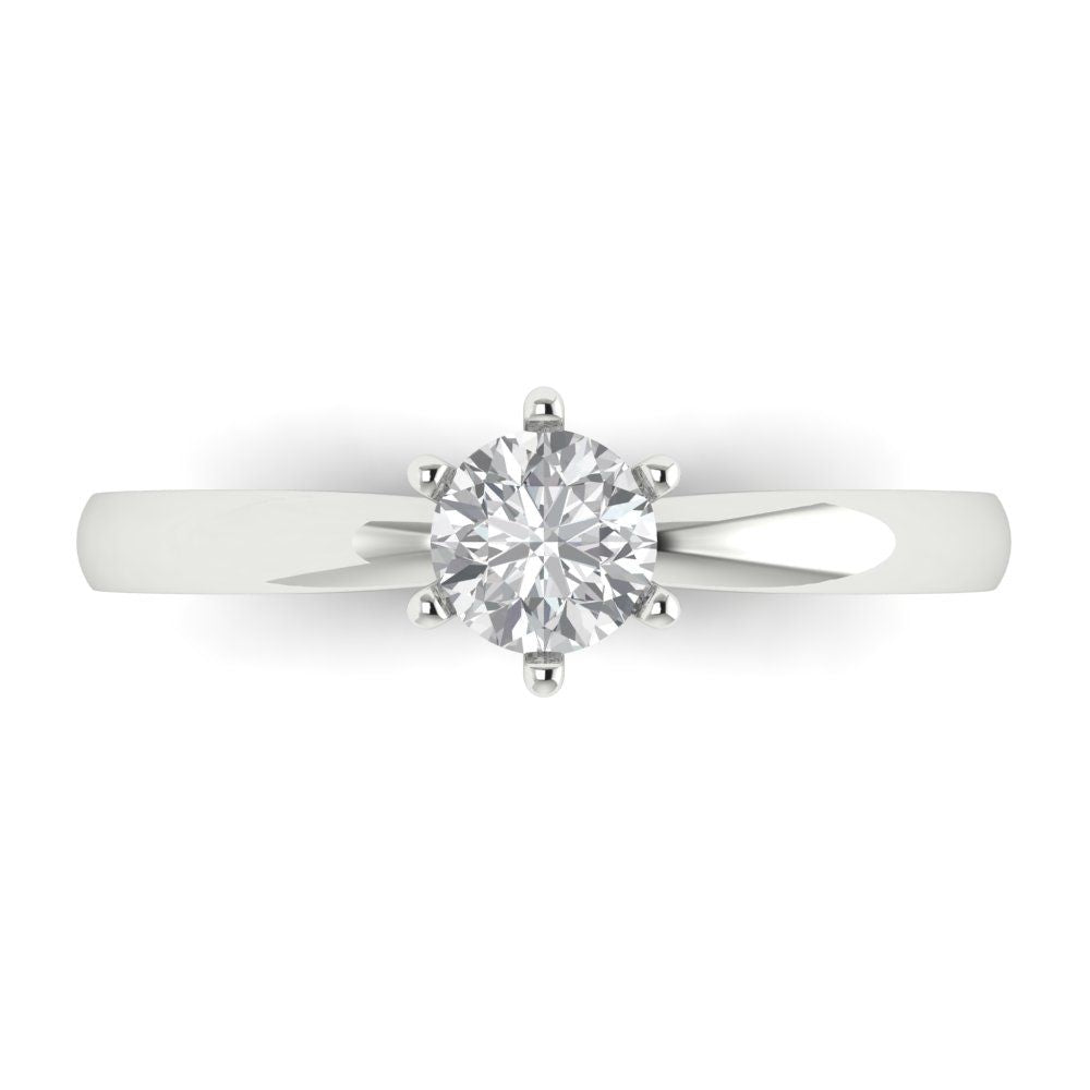 0.5 cttw White Sapphire Solitaire  Engagement Ring - Solid Gold (Round Cut,5.0mm)