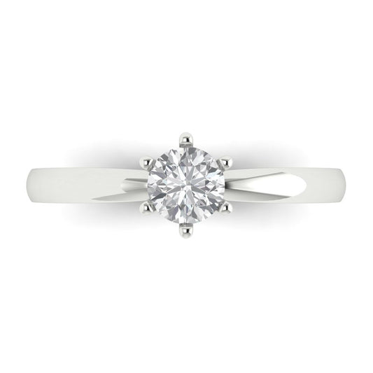 0.5 cttw Zirconia Simulated Diamond Solitaire  Engagement Ring - Solid White Gold (VVS1, Round Cut,5.0mm)