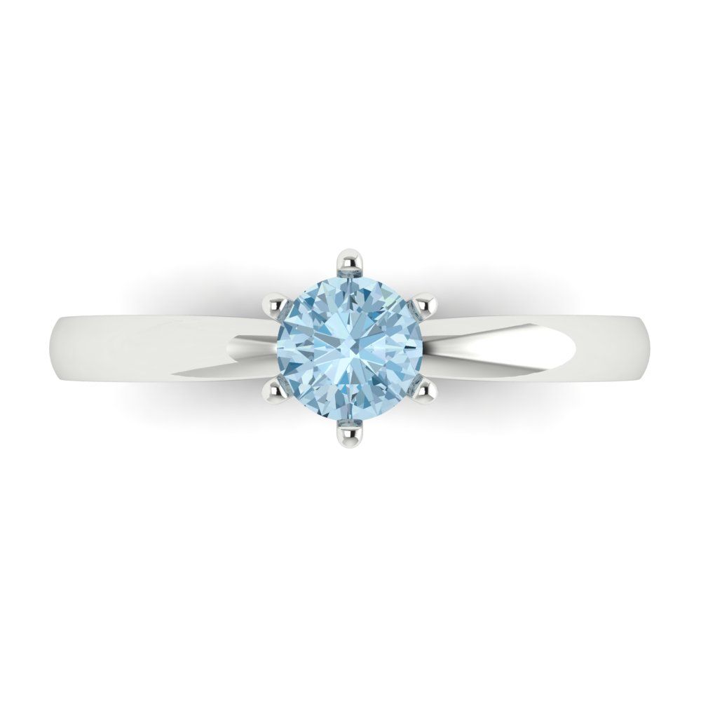 0.5 cttw Zirconia Simulated Blue Diamond Solitaire  Engagement Ring - Solid Gold (VVS1, Round Cut,5.0mm)
