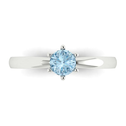 0.5 cttw Zirconia Simulated Blue Diamond Solitaire  Engagement Ring - Solid Gold (VVS1, Round Cut,5.0mm)