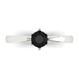 0.5 ct Brilliant Round Cut Natural Onyx Stone White Gold Solitaire Ring
