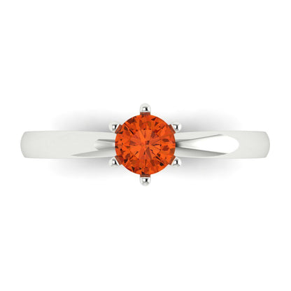 0.5 cttw Zirconia Simulated Red Diamond Solitaire  Engagement Ring - Solid Gold (VVS1, Round Cut,5.0mm)