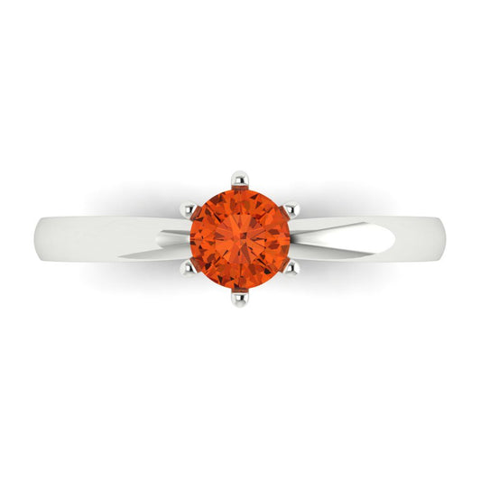0.5 cttw Zirconia Simulated Red Diamond Solitaire  Engagement Ring - Solid White Gold (VVS1, Round Cut,5.0mm)