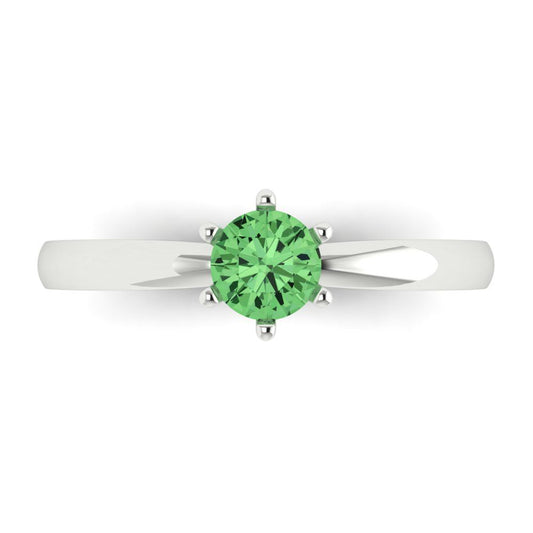 0.5 cttw Zirconia Simulated Green Diamond Solitaire  Engagement Ring - Solid White Gold (VVS1, Round Cut,5.0mm)