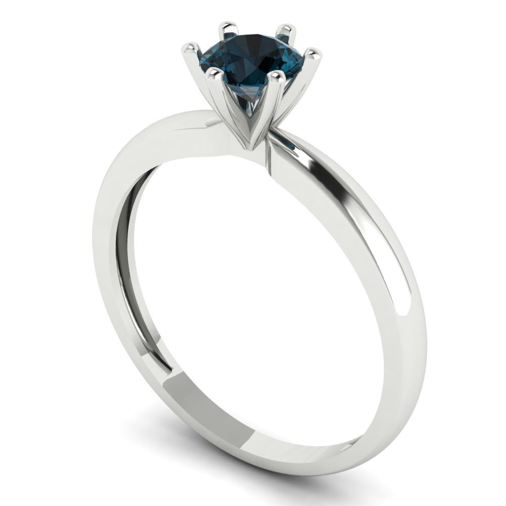 0.5 cttw Natural London Blue Topaz Solitaire  Engagement Ring - Solid Gold (Round Cut,5.0mm)