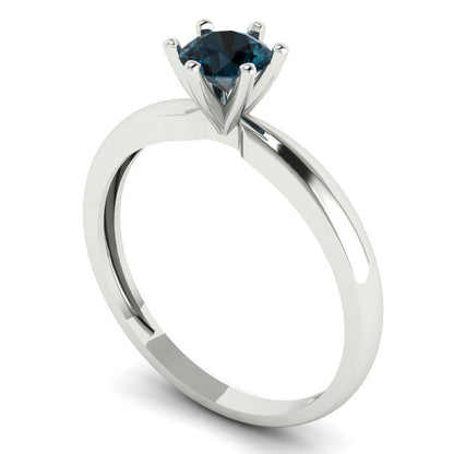 0.5 cttw Natural London Blue Topaz Solitaire  Engagement Ring - Solid Gold (Round Cut,5.0mm)