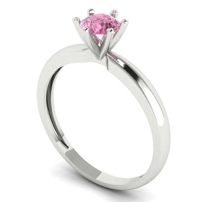 0.5 cttw Zirconia Simulated Pink Diamond Solitaire  Engagement Ring - Solid Gold (VVS1, Round Cut,5.0mm)