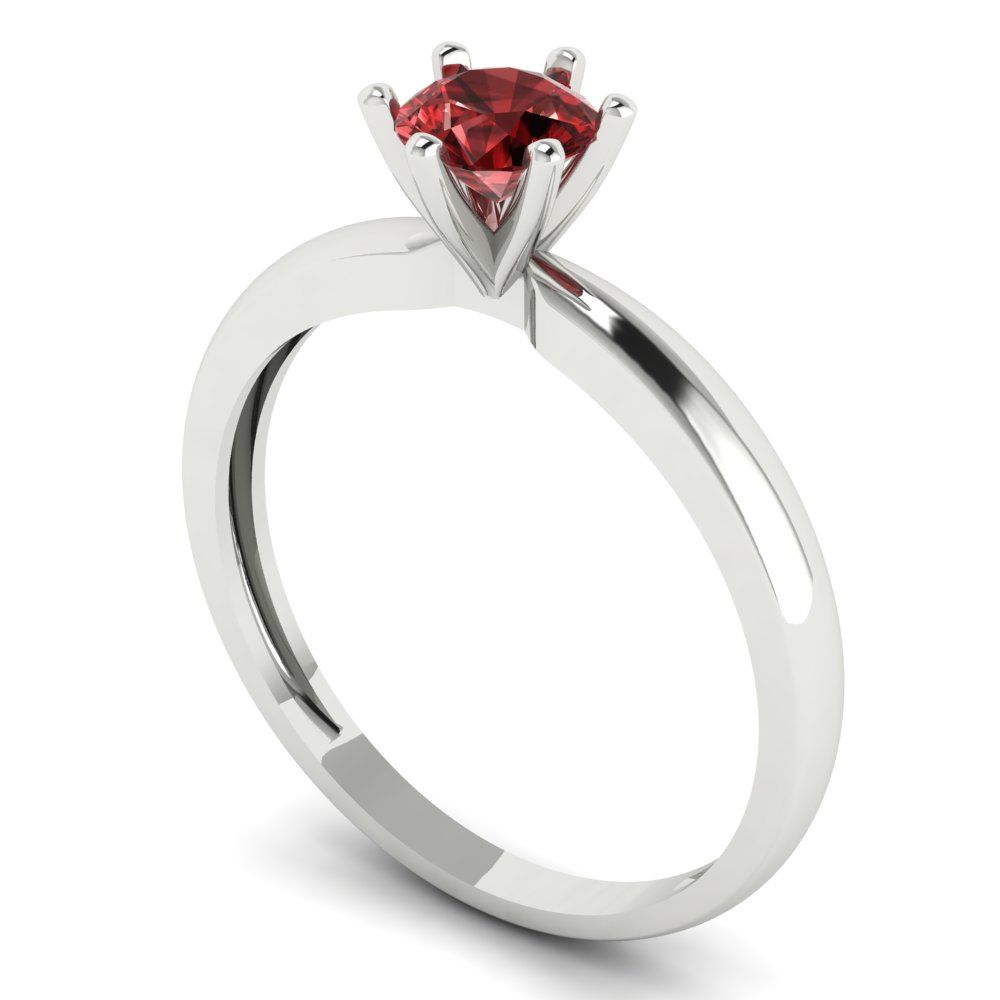 0.5 cttw Natural Garnet Solitaire  Engagement Ring - Solid Gold (Round Cut,5.0mm)