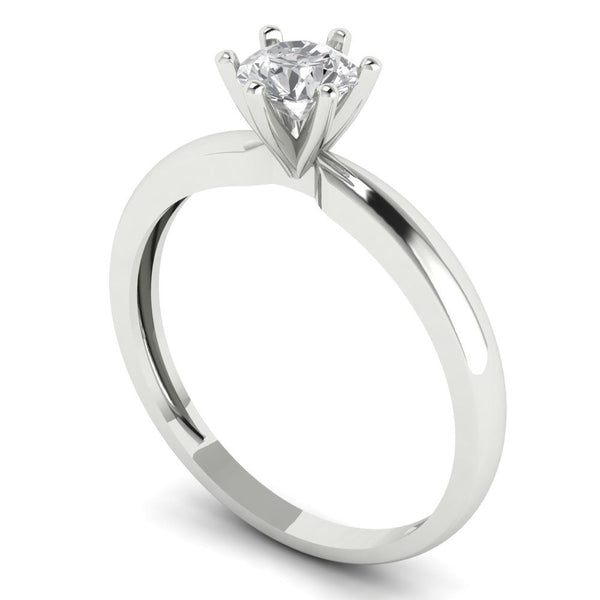 0.5 ct Brilliant Round Cut Genuine Cultured Diamond Stone Clarity VS1-2 Color J-K White Gold Solitaire Ring