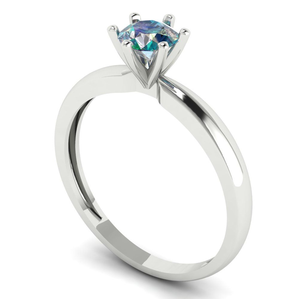 0.5 cttw Blue Moissanite Solitaire  Engagement Ring - Solid Gold (Round Cut,5.0mm)