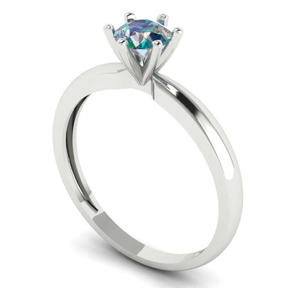 0.5 cttw Blue Moissanite Solitaire  Engagement Ring - Solid Gold (Round Cut,5.0mm)