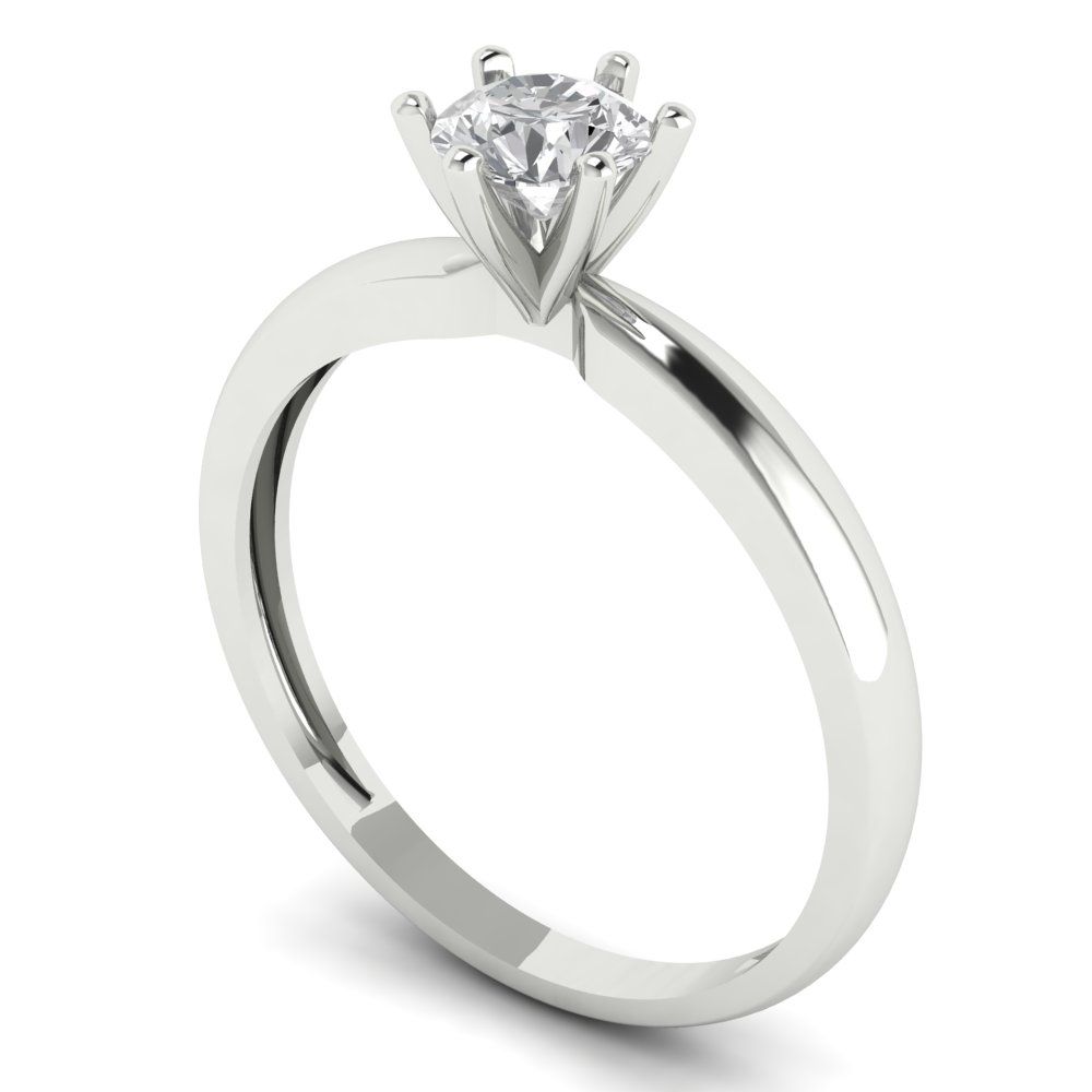 0.5 cttw White Sapphire Solitaire  Engagement Ring - Solid Gold (Round Cut,5.0mm)