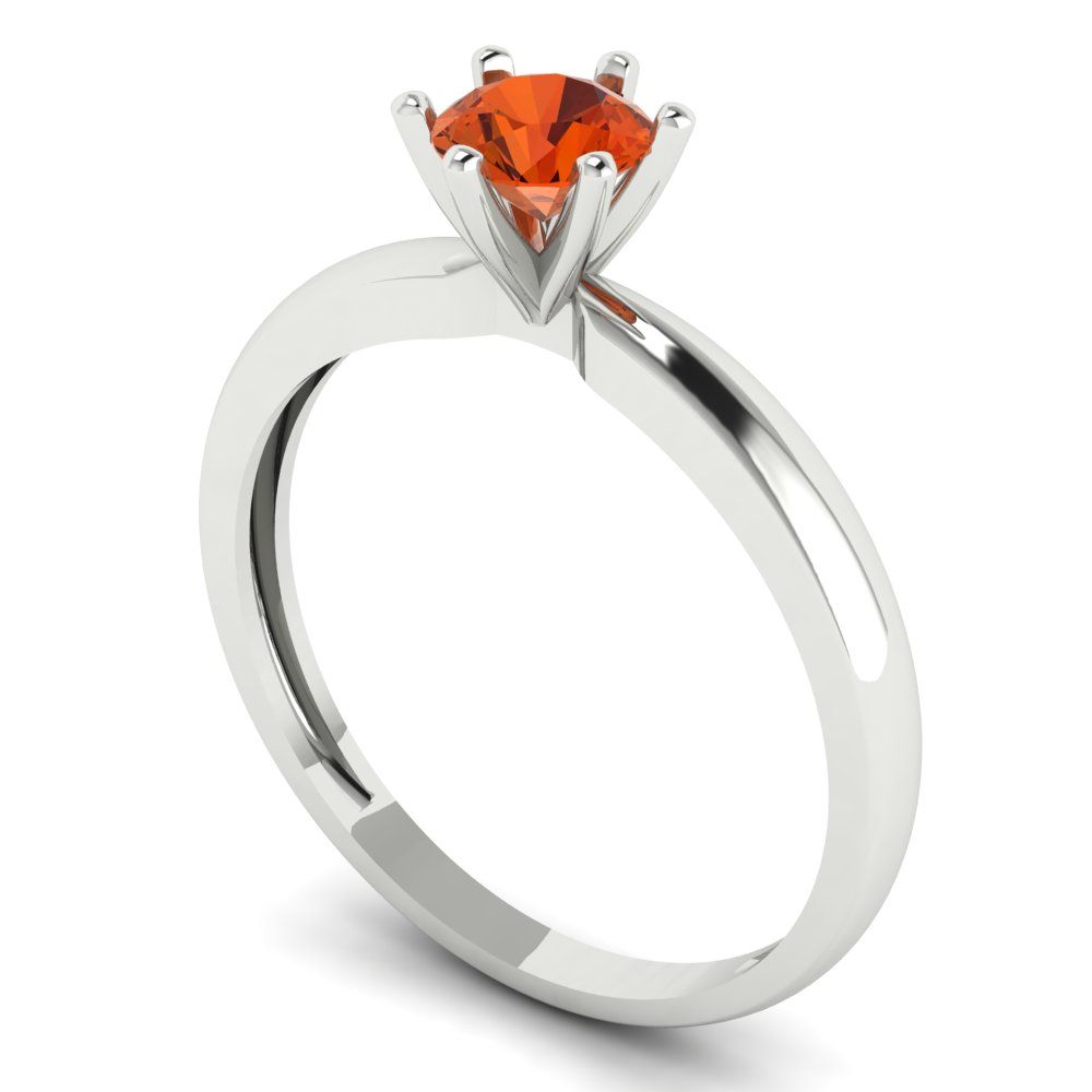 0.5 cttw Zirconia Simulated Red Diamond Solitaire  Engagement Ring - Solid Gold (VVS1, Round Cut,5.0mm)