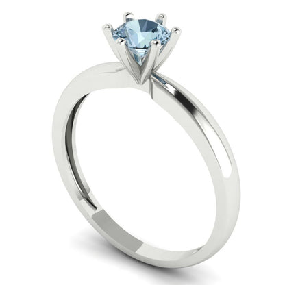 0.5 cttw Zirconia Simulated Blue Diamond Solitaire  Engagement Ring - Solid Gold (VVS1, Round Cut,5.0mm)