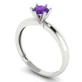 0.5 ct Brilliant Round Cut Natural Amethyst Stone White Gold Solitaire Ring